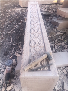 Jodhpur Pink Sandstone Carved Stone Relief Pillar