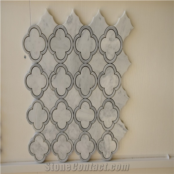 Carrara White Marble Flower Pattern Mosaic Tile
