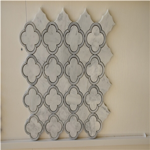 Carrara White Marble Flower Pattern Mosaic Tile Carrara White Marble Flower Pattern Mosaic Tile