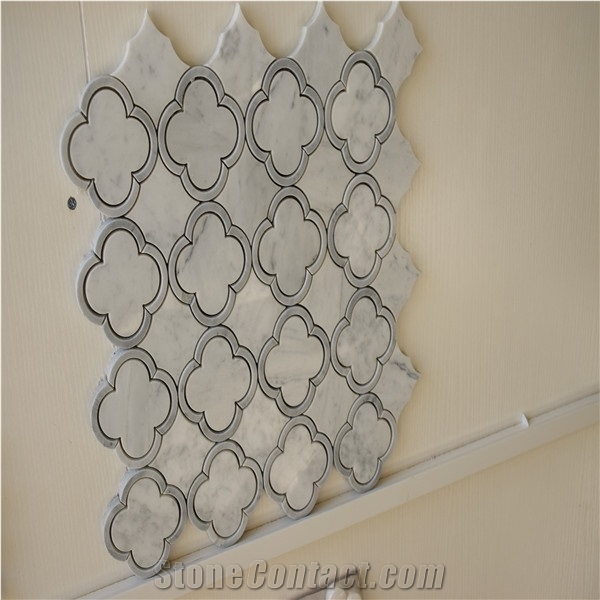 Carrara White Marble Flower Pattern Mosaic Tile