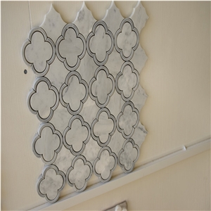 Carrara White Marble Flower Pattern Mosaic Tile
