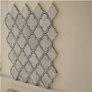 Carrara White Marble Flower Pattern Mosaic Tile