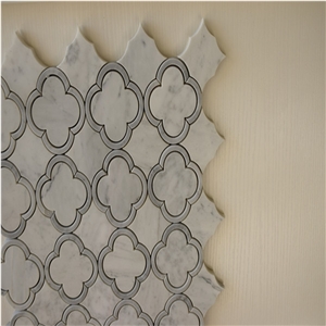 Carrara White Marble Flower Pattern Mosaic Tile