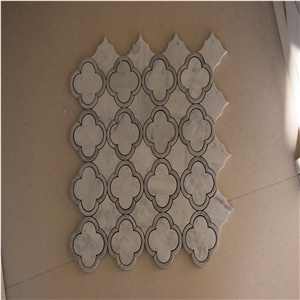 Carrara White Marble Flower Pattern Mosaic Tile