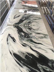 Chinese Panda White Marble Bookmatch Slab For Wall