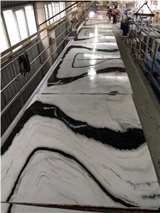 Chinese Panda White Marble Bookmatch Slab For Wall