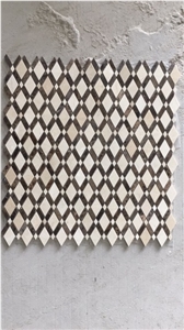 Emperador Dark Marble W/Crema Marfil Edge Diamond Mosaic