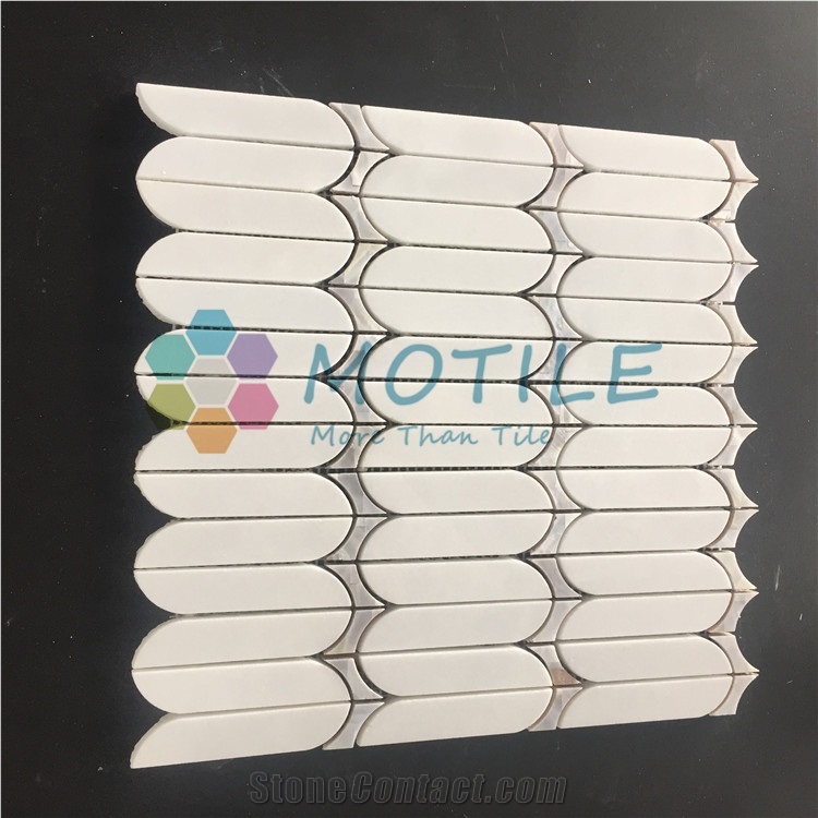 Thassos White Wth Mother Pearl Of Shell Marble Mosaic Tile