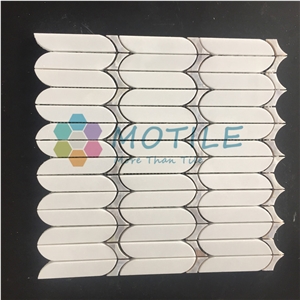 Thassos White Wth Mother Pearl Of Shell Marble Mosaic Tile