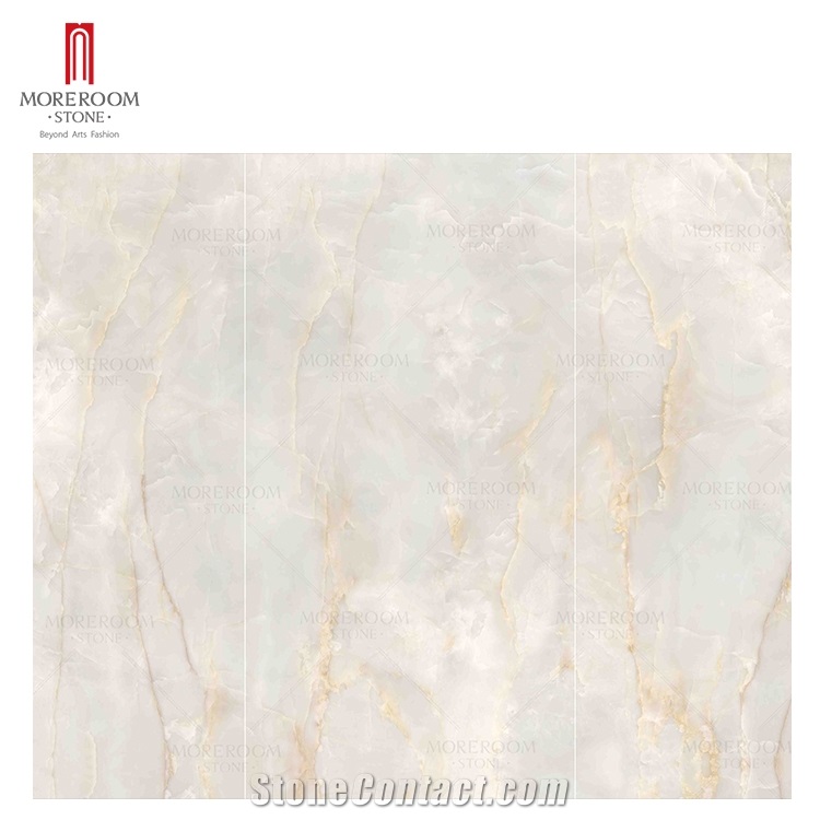 Golden White Onyx Marble Porcelain Slab Large Tile
