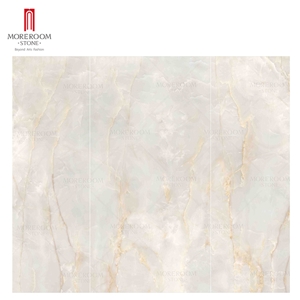 Golden White Onyx Marble Porcelain Slab Large Tile