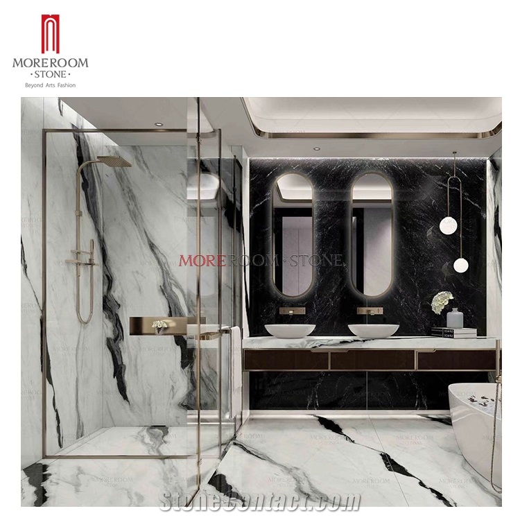 Panda White Marble Porcelain Slabs For Hotel