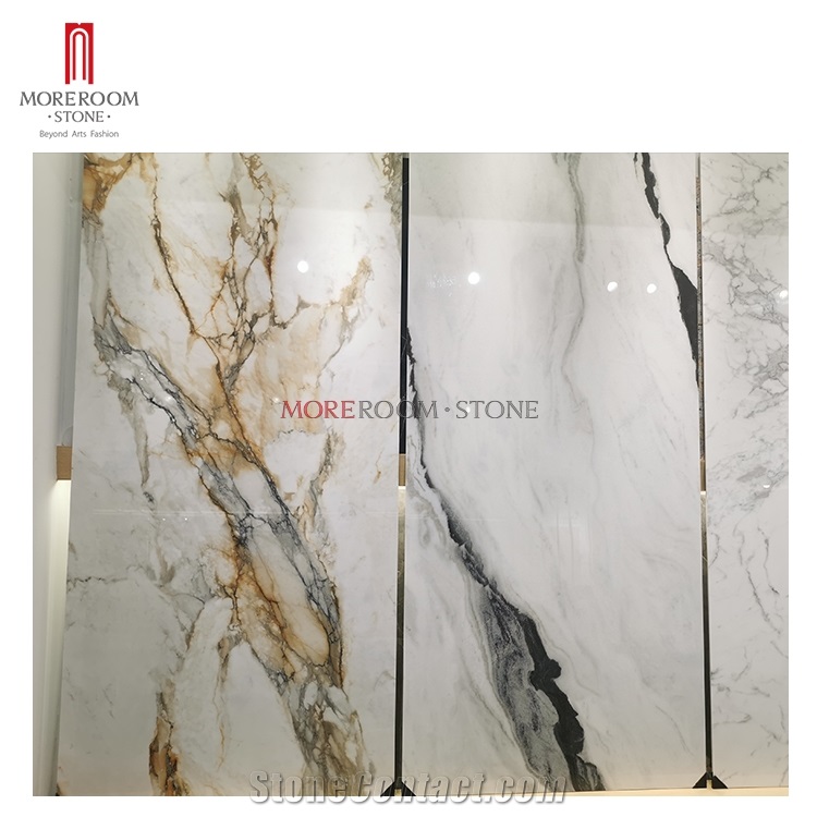 Panda White Marble Porcelain Slabs For Hotel