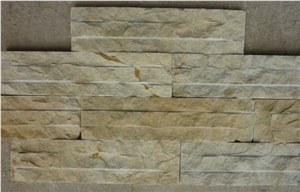 Yellow Chiseled Ledge Marble Stone Wall