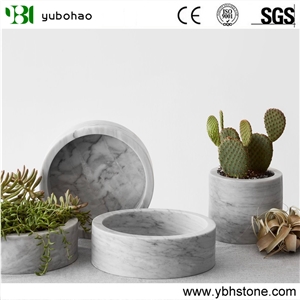 Bianco Carrara White/Honed Marble Flower Vase