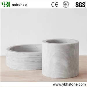 Bianco Carrara White/Honed Marble Flower Vase