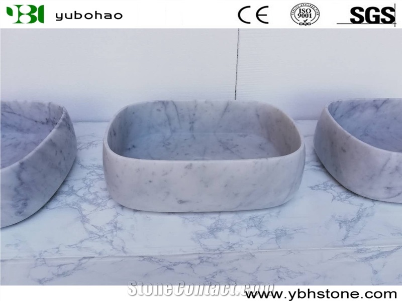 Bianco Carrara/White Marble Vessel Bowl for Bath