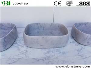 Bianco Carrara/White Marble Vessel Bowl for Bath