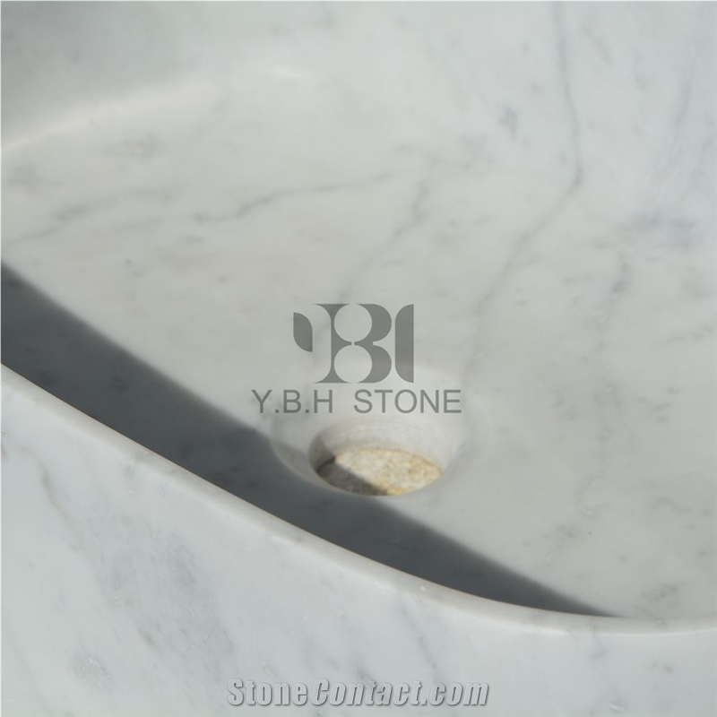 Bianco Carrara/White Marble Vessel Bowl for Bath