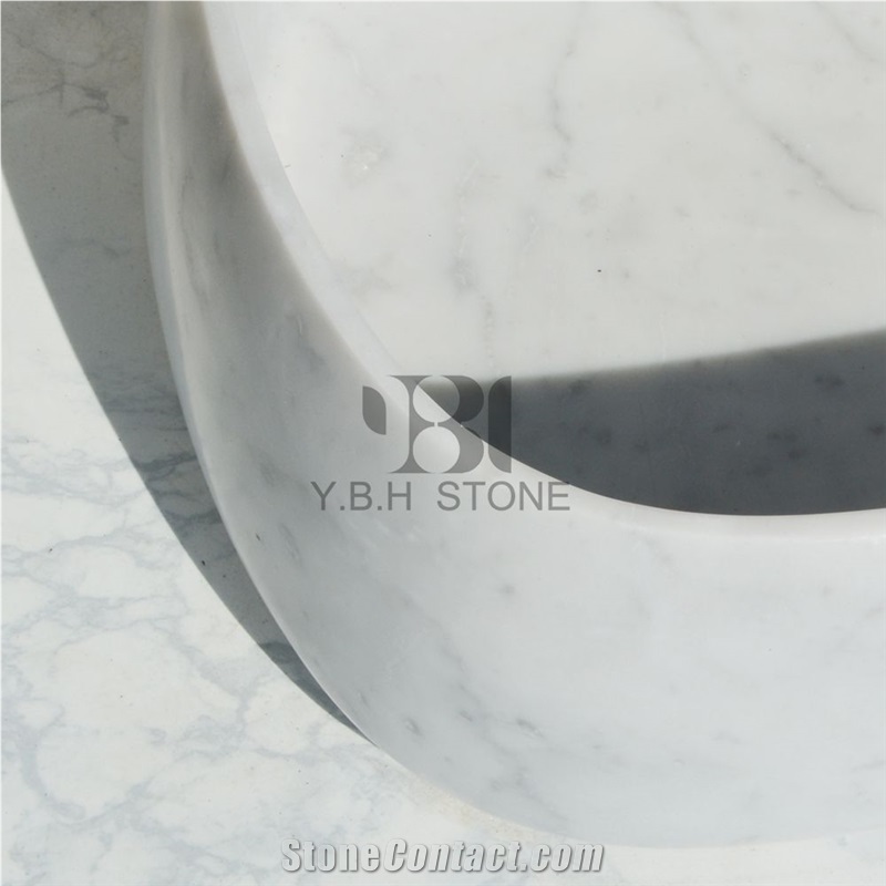 Bianco Carrara/White Marble Vessel Bowl for Bath