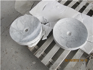 Bianco Carrara White Stone Sinks,Oval Marble Basin