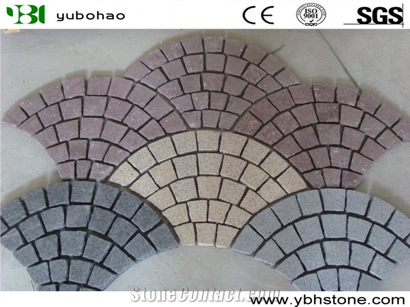 Colorful Fanshape Cube in Granite Of Walkway Paver