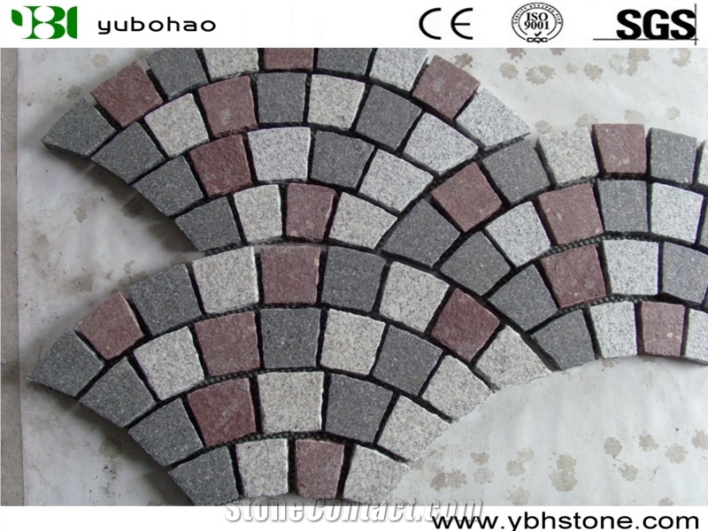 Colorful Fanshape Cube in Granite Of Walkway Paver