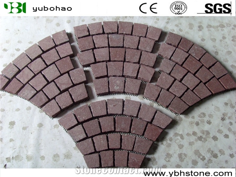 Colorful Fanshape Cube in Granite Of Walkway Paver