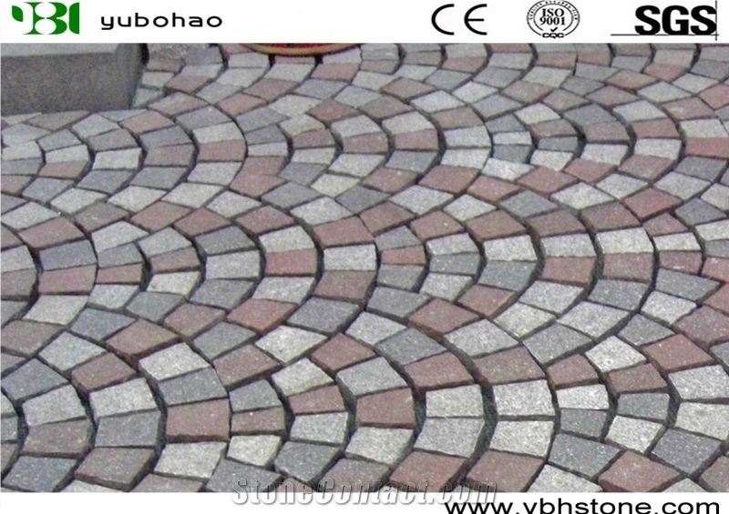 Colorful Fanshape Cube in Granite Of Walkway Paver