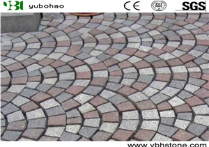 Colorful Fanshape Cube in Granite Of Walkway Paver