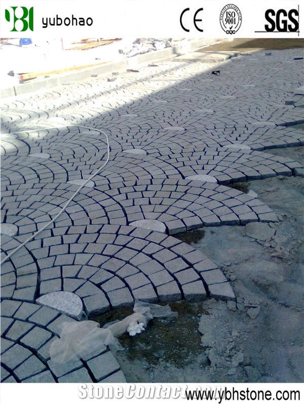 Colorful Fanshape Cube in Granite Of Walkway Paver