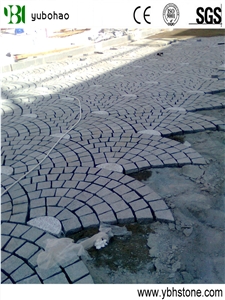 Colorful Fanshape Cube in Granite Of Walkway Paver