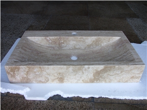 Cream Beige, Travertine Sinks, Rectangle Basins