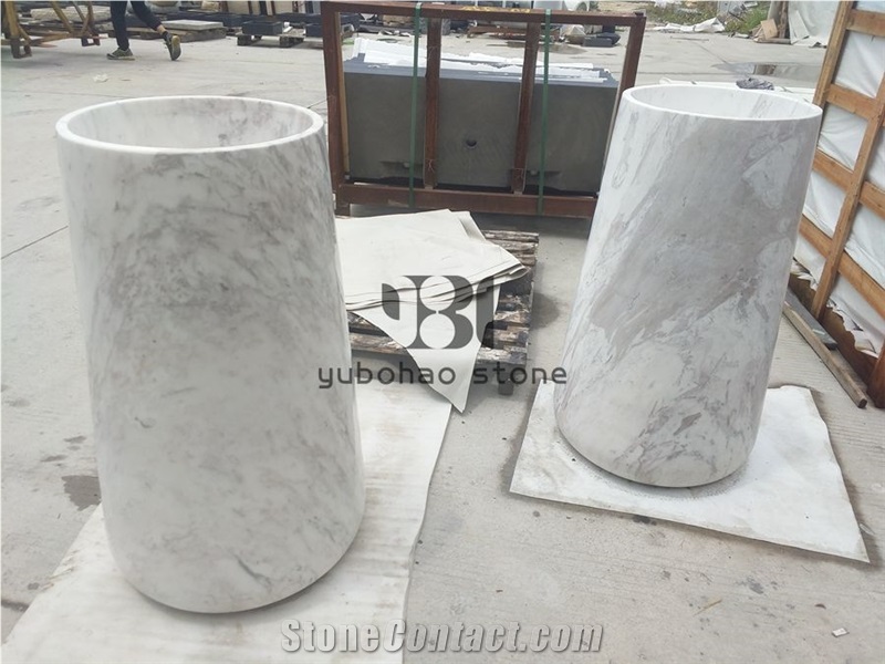 Italian Bianco Carrara White Bathroom Wash Basins