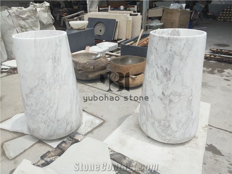 Italian Bianco Carrara White Bathroom Wash Basins