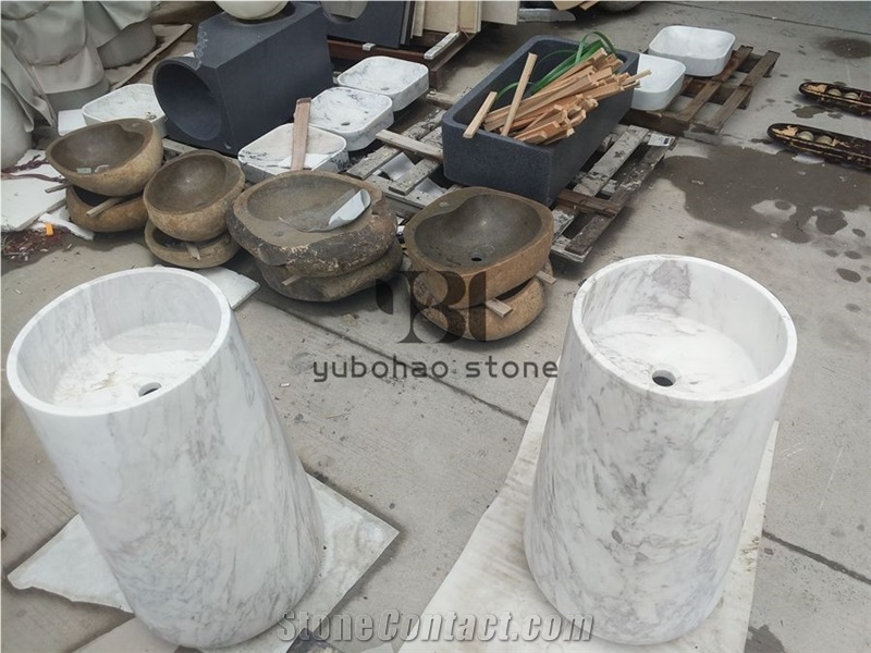 Italian Bianco Carrara White Bathroom Wash Basins