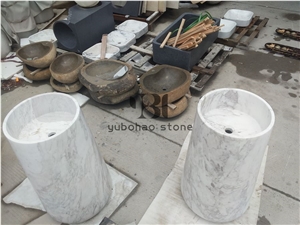 Italian Bianco Carrara White Bathroom Wash Basins