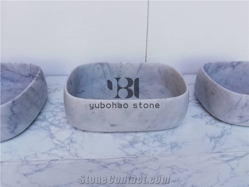 Italian Bianco Carrara White Bathroom Wash Basins