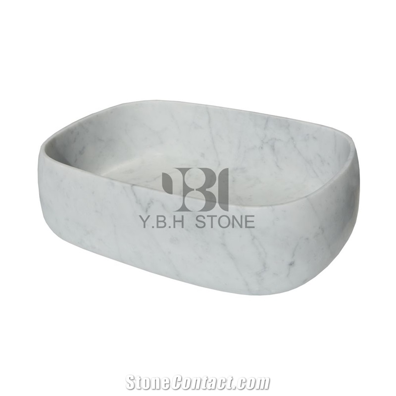Italian Bianco Carrara White Bathroom Wash Basins