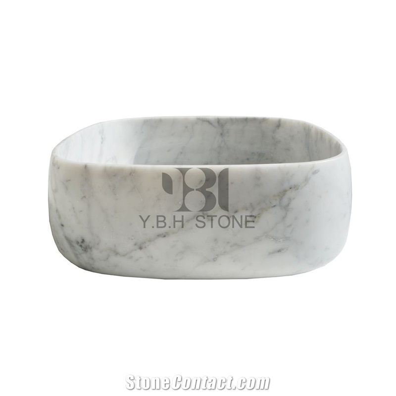Italian Bianco Carrara White Bathroom Wash Basins