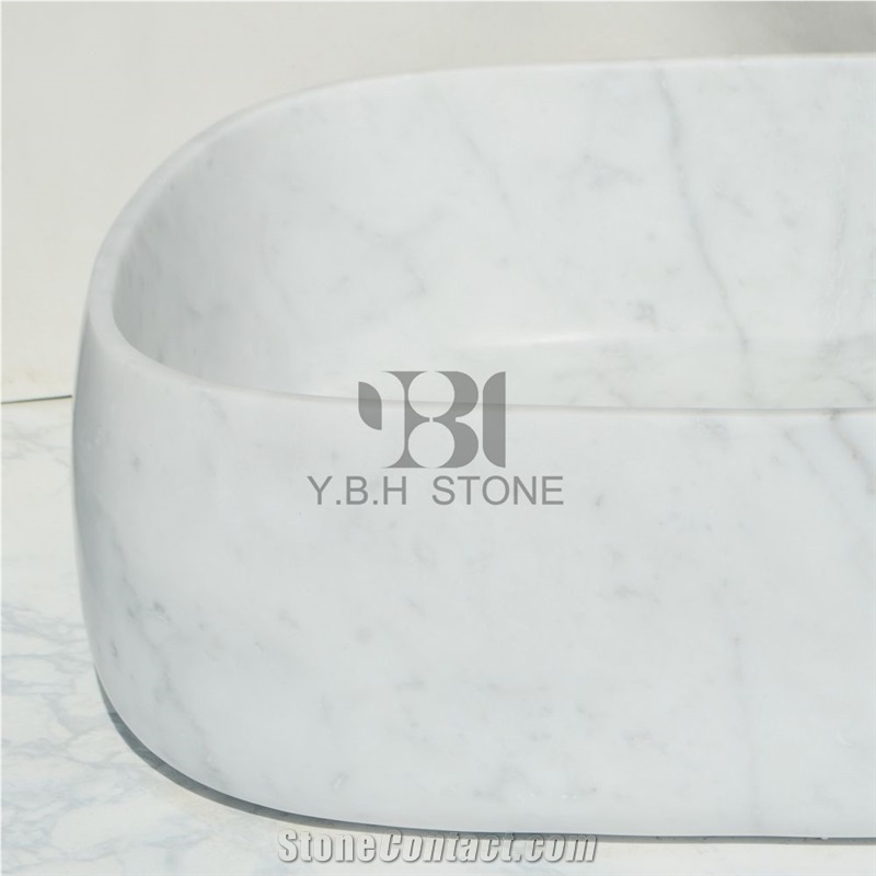 Italian Bianco Carrara, White Marble Vessel Sinks