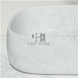 Italian Bianco Carrara, White Marble Vessel Sinks