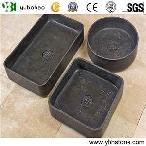 Lava Stone/Black Basalt Polished Basin Of Bathroom
