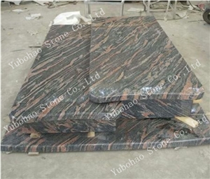 Misty Brown/Engraved Granite Tombstone with Leaf