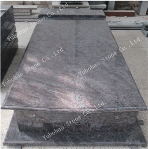 Misty Brown/Engraved Granite Tombstone with Leaf