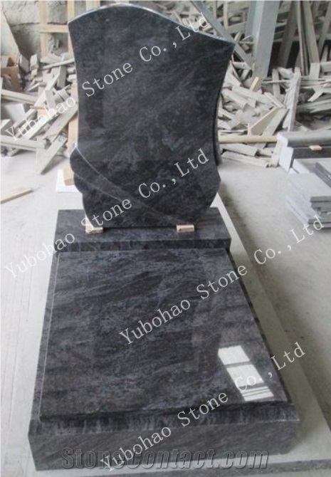 Misty Brown/Engraved Granite Tombstone with Leaf