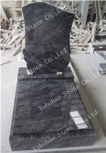 Misty Brown/Engraved Granite Tombstone with Leaf