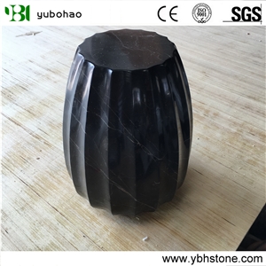 Nero Marquina/Honed Black Marble Decorative Vase