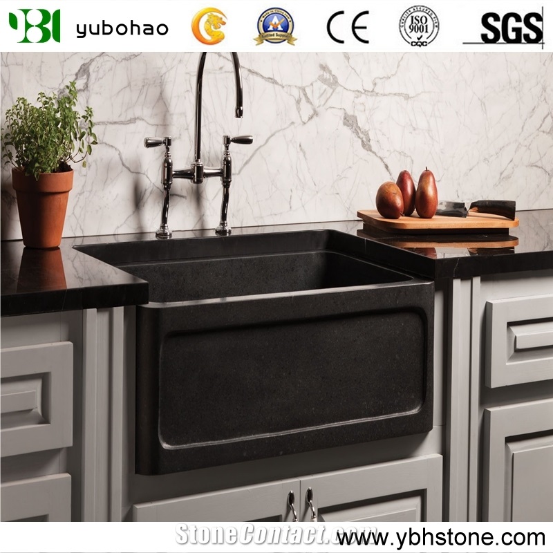 Shanxi Black/Black Granite Farm Sink for Kitchen