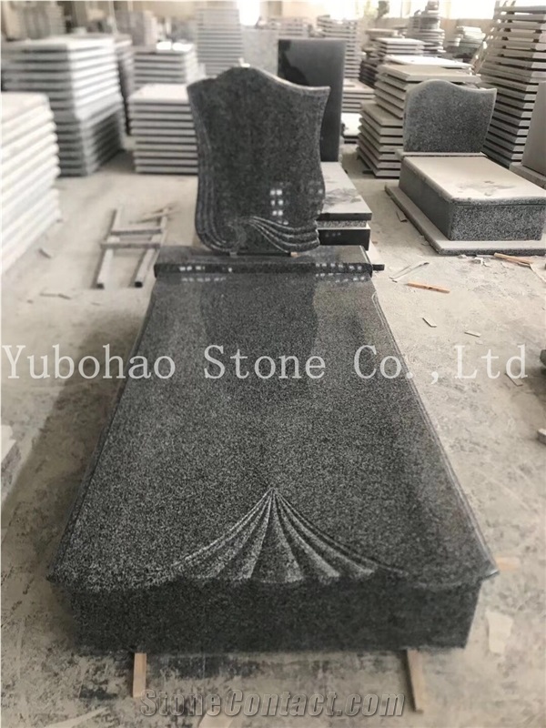 South Afican Black Simple Polish Granite Tombstone